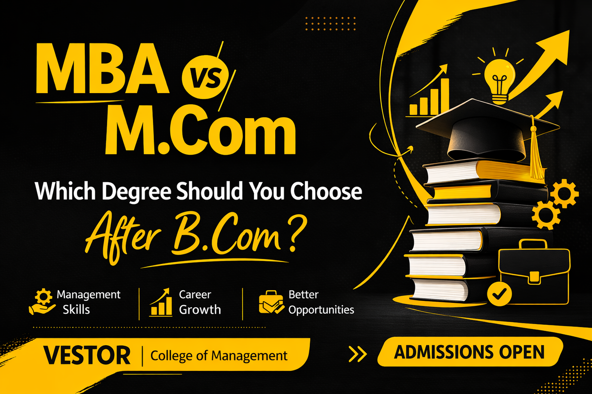 MBA vs M.Com after B.Com – which degree is better for career growth, management skills, and job opportunities at Vestor College of Management Patna